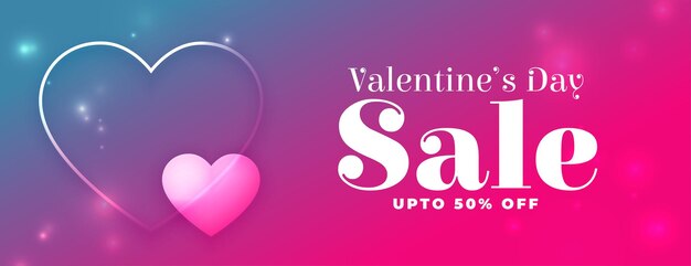 Vibrant valentines day sale banner with hearts