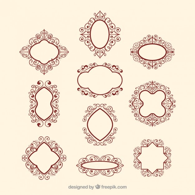 Free Vector victorian ornamental badge collection 