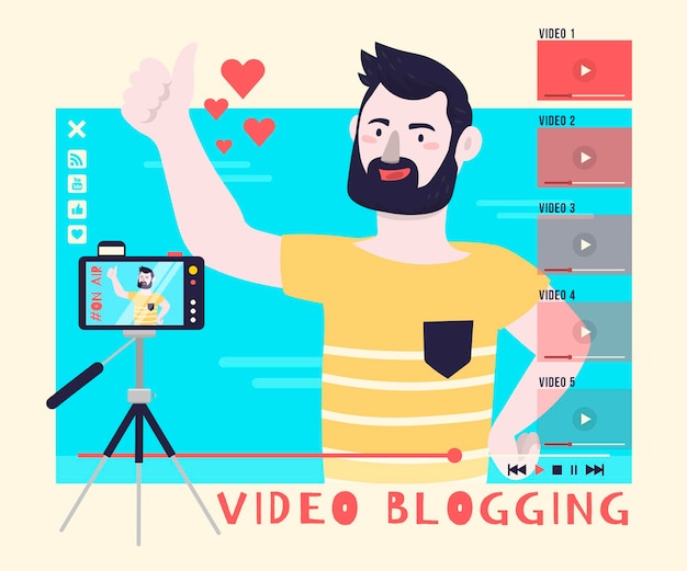 Video blogging illustration concept