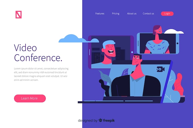 Video conferencing concept for landing page