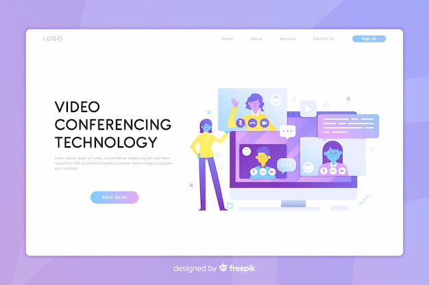 Video conferencing concept landing page