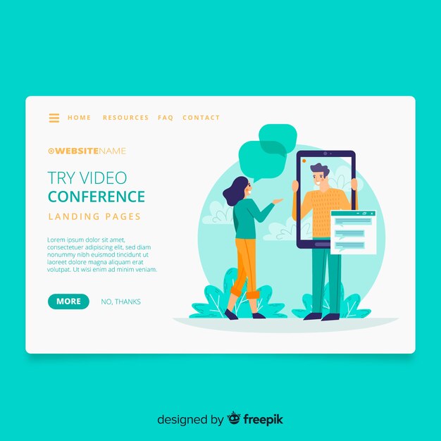 Video conferencing concept landing page