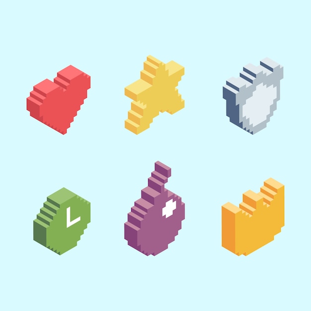 Free Vector video game elements in isometric style