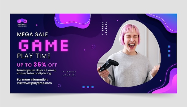 Video gaming and leisure sale banner template