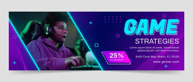 Video gaming and leisure twitter header template