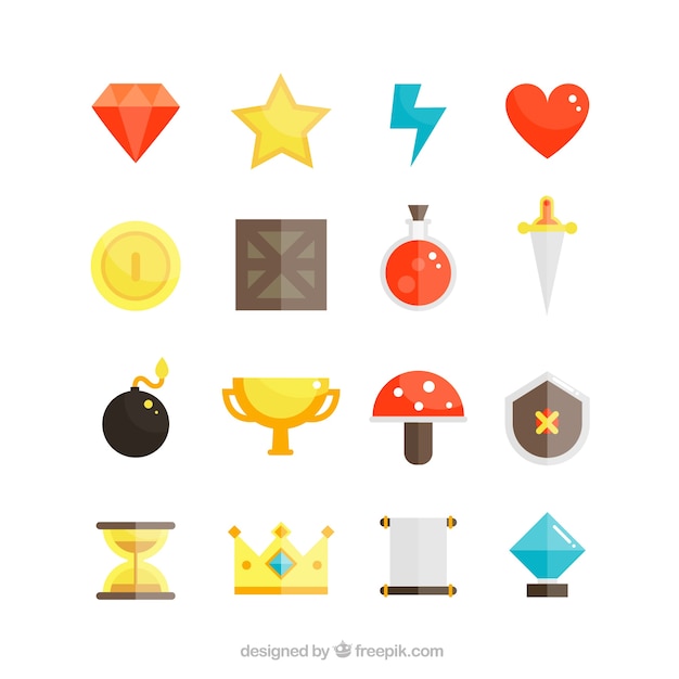 Videogame icons objects set