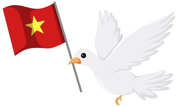 Free Vector vietnam flag with white dove bird