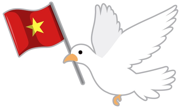 Free Vector vietnam flag with white dove bird