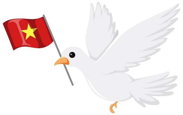 Free Vector vietnam flag with white dove