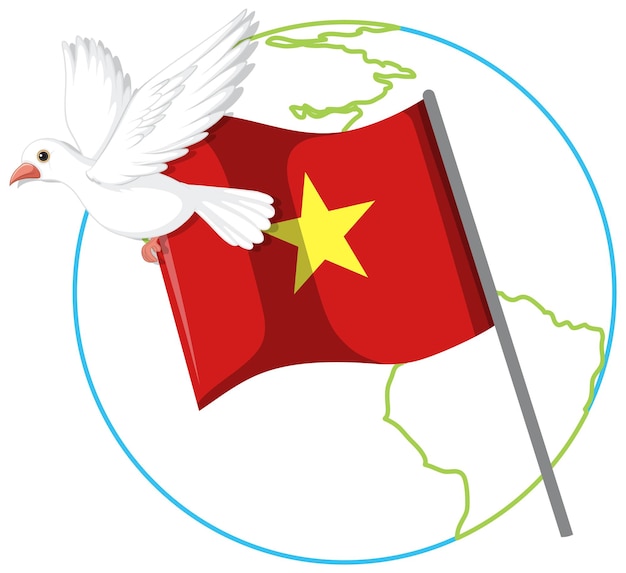 Free Vector vietnam flag with white dove