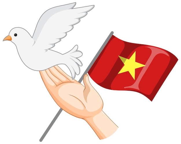 Free Vector vietnam flag with white dove