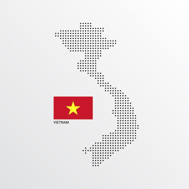 Free Vector vietnam map design with flag and light background vector 