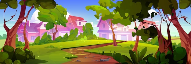 Free Vector view on suburban landscape from forest