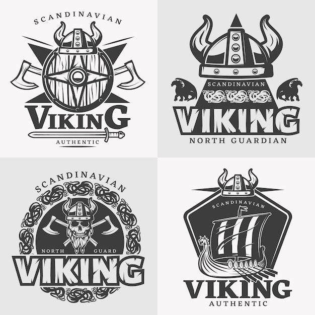 Free Vector viking design emblem set