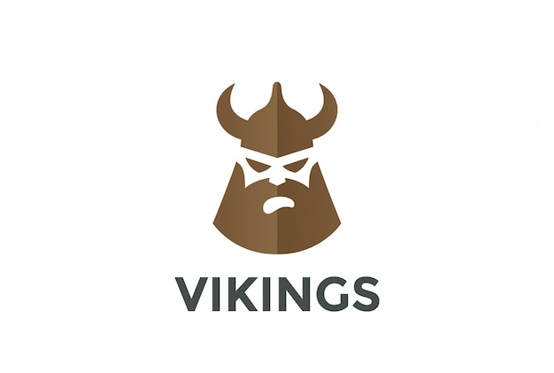 Free vector viking head in helmet silhouette logo. negative space style.