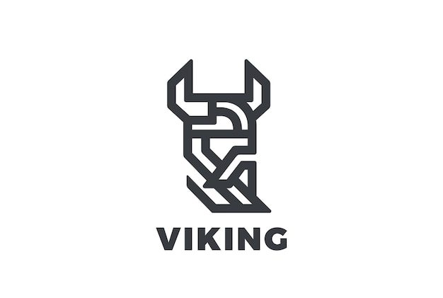 Free Vector viking odin head in helmet with beard logo.