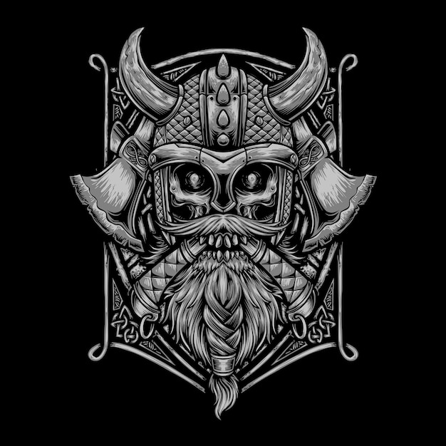 Free Vector viking skull vector for tshirt design