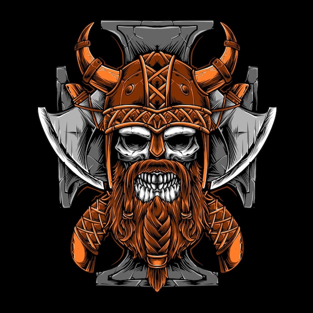 Free Vector viking skull warrior vector illustration