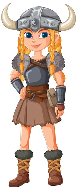 Free Vector viking warrior girl illustration