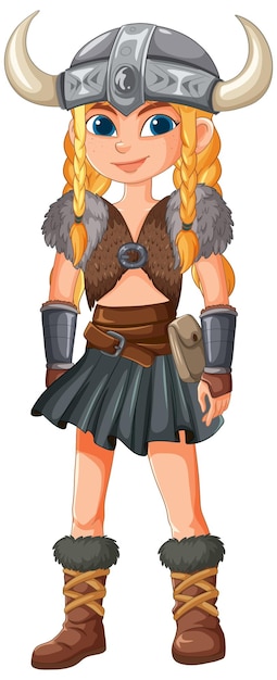 Free vector viking warrior girl illustration