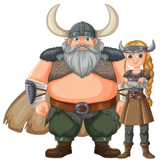 Free Vector viking warriors standing together