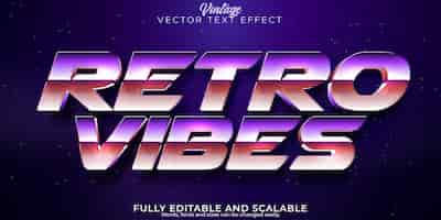 Free vector vintage 80s text effect editable retro future and cyber space text style