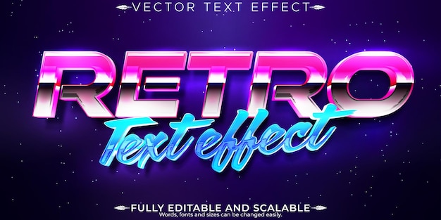 Free vector vintage 80s text effect editable retro future and cyber space text style