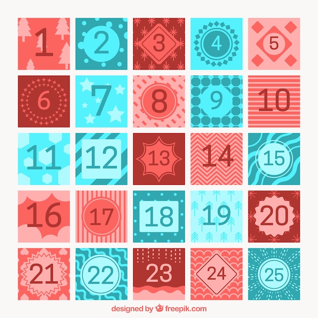 Free Vector vintage advent calendar with abstract shapes