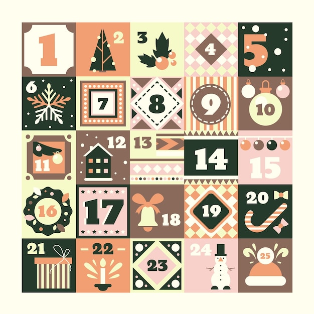 Free Vector vintage advent calendar