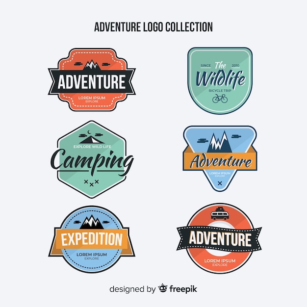 Free vector vintage adventure logo collection