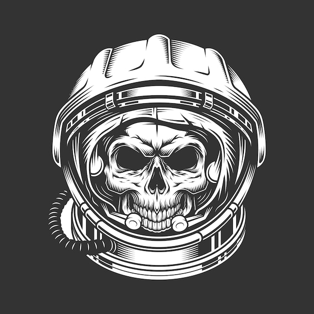 Free Vector vintage astronaut skull in space helmet