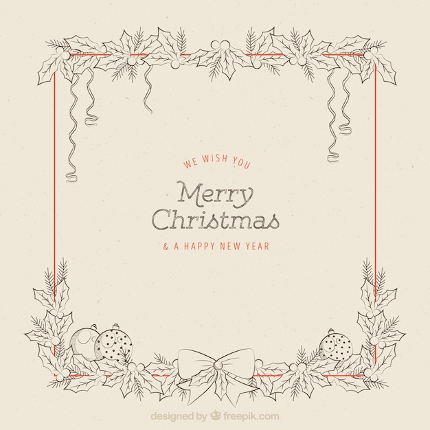 Vintage background of christmas frame with sketches