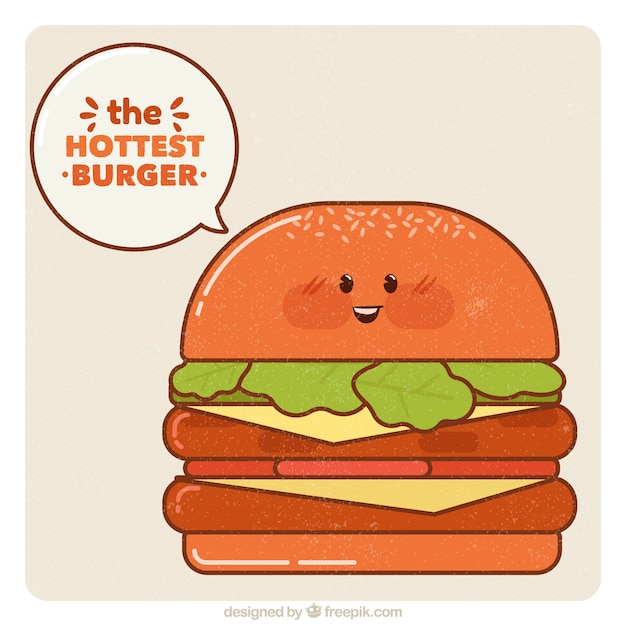 Free vector vintage background of happy burger character