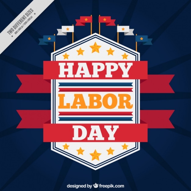 Vintage background of labor day with flags