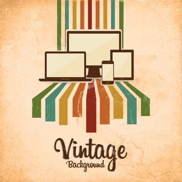 Free vector vintage background with gadgets