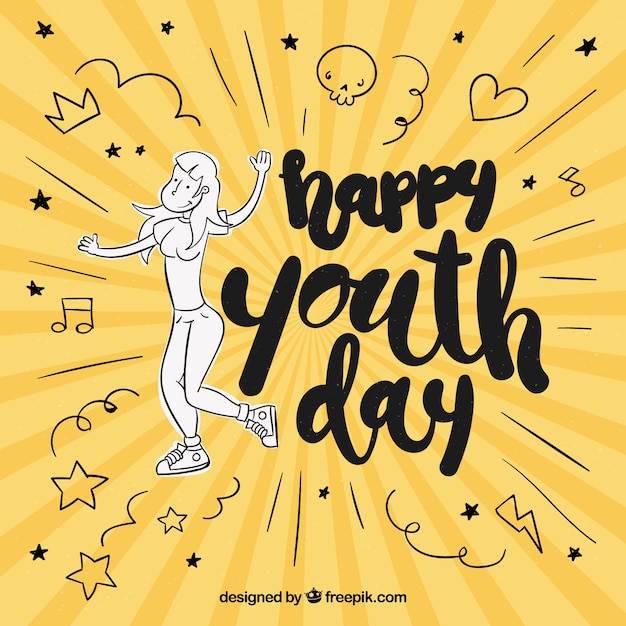 Free vector vintage background of youth day sketches