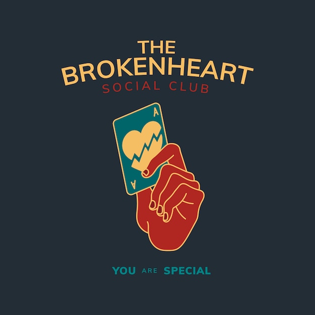 Free Vector vintage badge with text the broken heart design vector