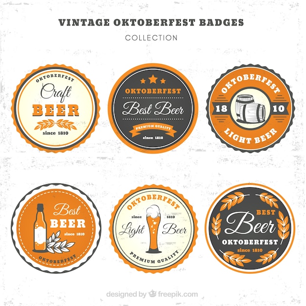 Free Vector vintage badges for beer fest