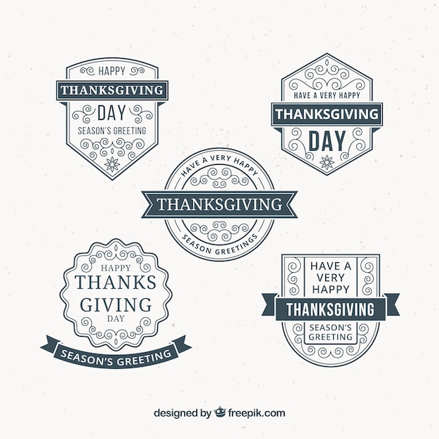 Free Vector vintage badges set of thanksgiving