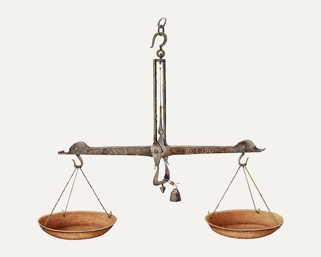 Vintage balance scales illustration vector, remixed from the artwork by William Kieckhofel