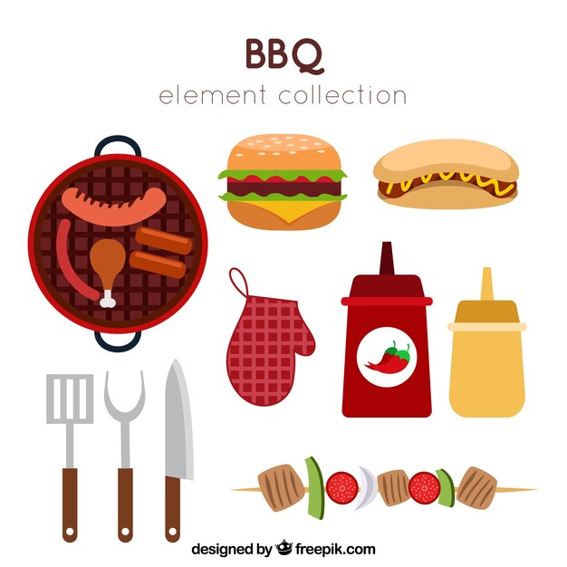 Vintage barbecue elements collection