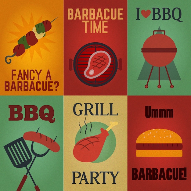 Free Vector vintage barbecue elements in flat style