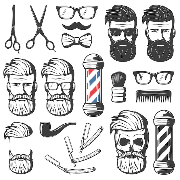 Free Vector vintage barber elements set