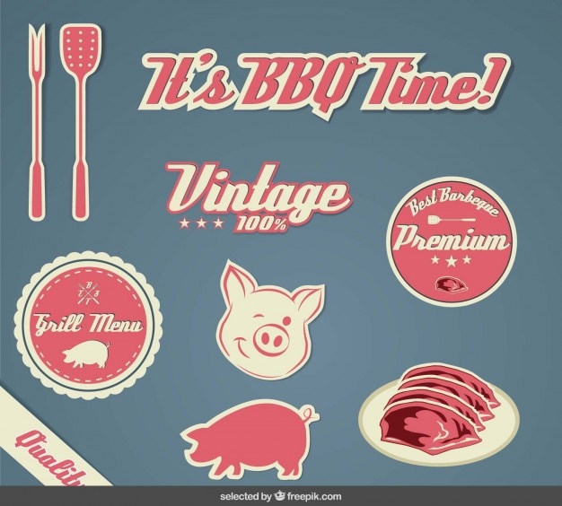 Vintage bbq stickers collection