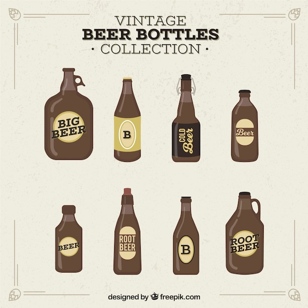 Free Vector vintage beer bottle collection