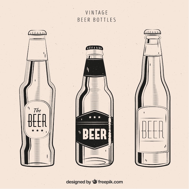 Free Vector vintage beer bottle collection