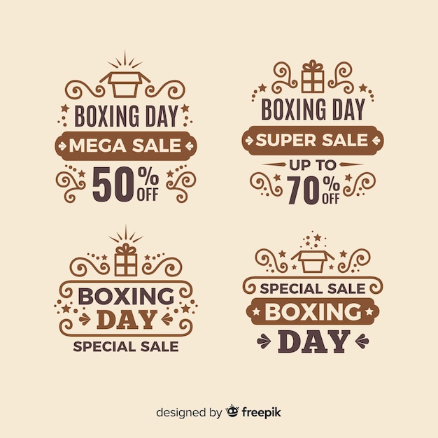 Free Vector vintage boxing day sale badge collection