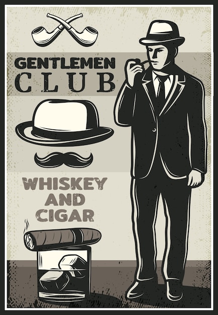 Free Vector vintage british gentleman poster