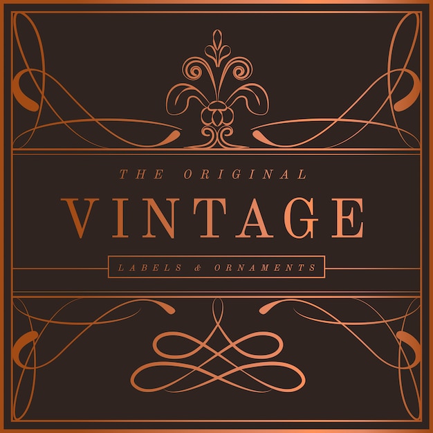 Free vector vintage bronze art nouveau badge vector