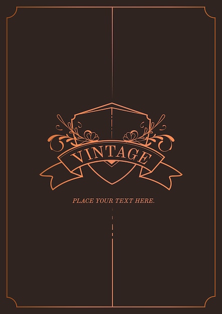 Free Vector vintage bronze art nouveau wedding invitation vector